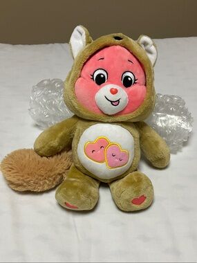 Care Bear Hoodie Friends  Pink-Faced Love-A-Lot Plush in Tan Costume 13”